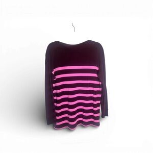 Lou & Grey Plum & Pink Stripe Long-Sleeve Top, Size M